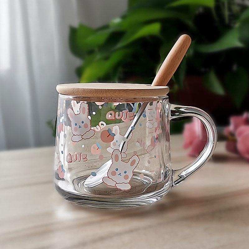 微波炉可加热专用儿童早餐杯牛奶杯家用卡通玻璃量杯水杯耐热杯子