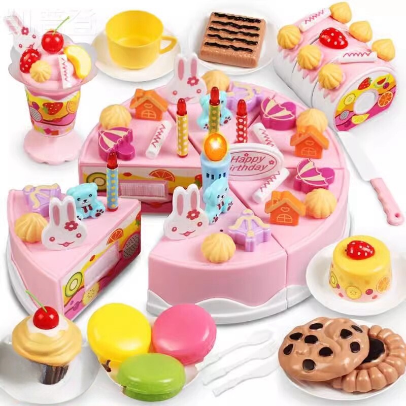 娃娃家区域材料布置幼儿园小班会唱歌的生日蛋糕玩具带音乐切切乐