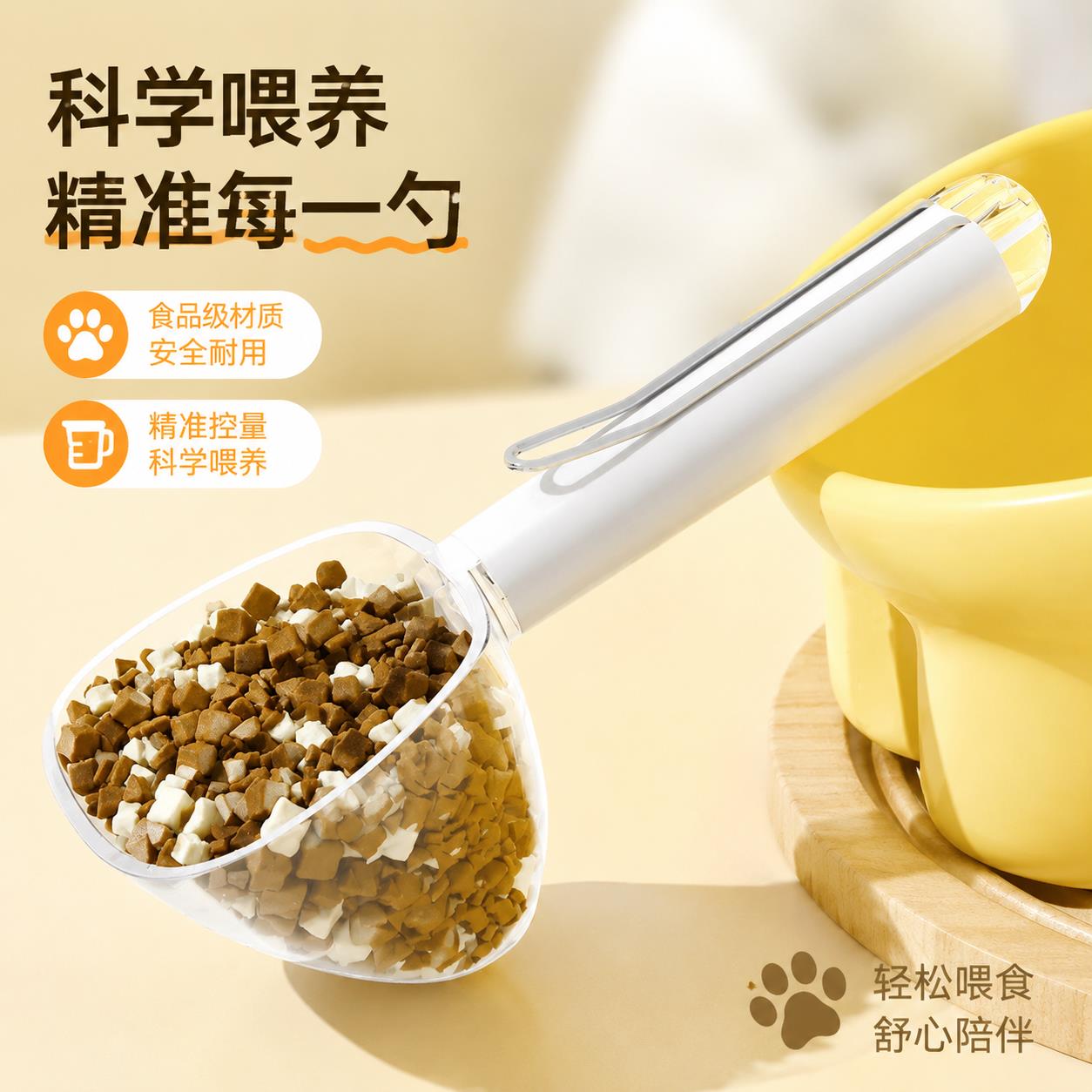 猫粮勺宠物长柄不锈钢封口计量勺狗食喂食勺多功能铲粮勺舀食勺子