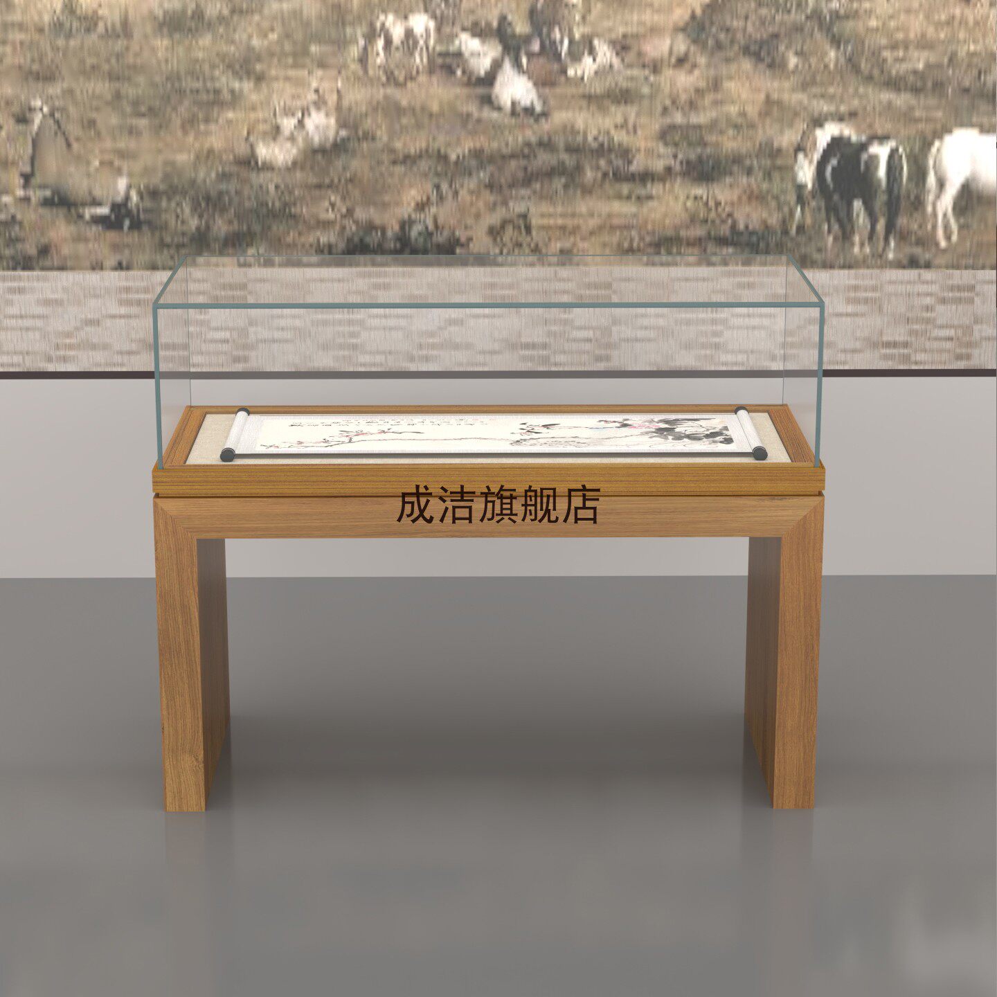 玻璃展示柜博物馆金属木纹转印文物书籍字画古董展厅陈列柜台定制