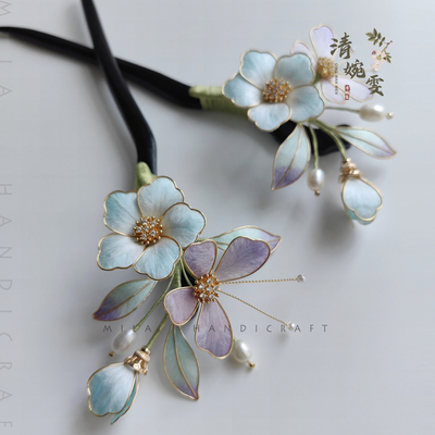 清婉雯木簪绒花掐丝古风非遗原创