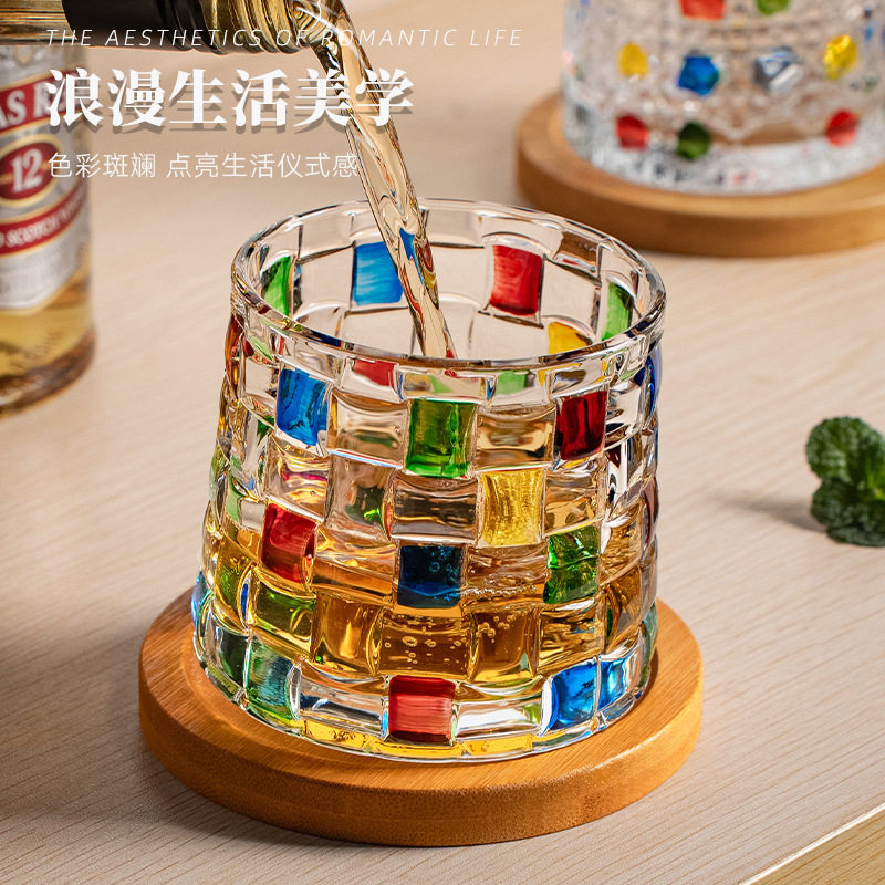 2026新款酒柜装饰品摆件玻璃杯威士忌酒杯创意转转解压杯礼盒装