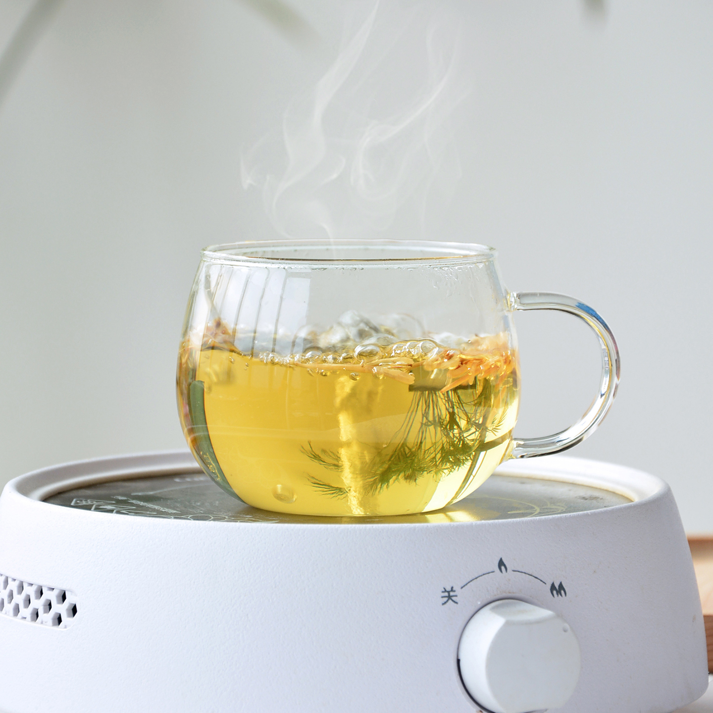 高硼硅玻璃金丝黄菊茶杯耐高温