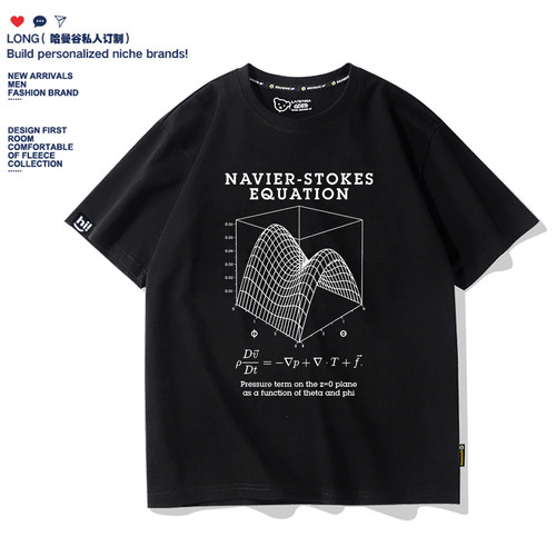 趣味NS纳维斯托克斯方程物理数学公式夏纯棉短袖t恤男女学生衣服