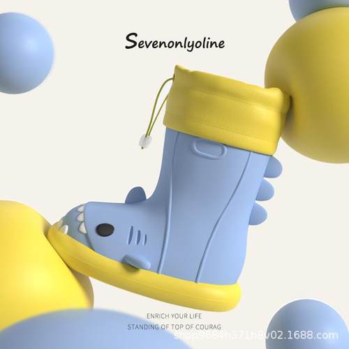 卡通鲨鱼儿童雨鞋男女童小孩秋冬加绒宝宝雨靴幼儿小学生水鞋