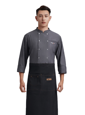 牛仔布厨师服工衣时尚个性大排档
