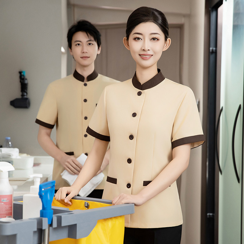 酒店保洁工作服短袖男女夏季物业客房清洁员工装制服