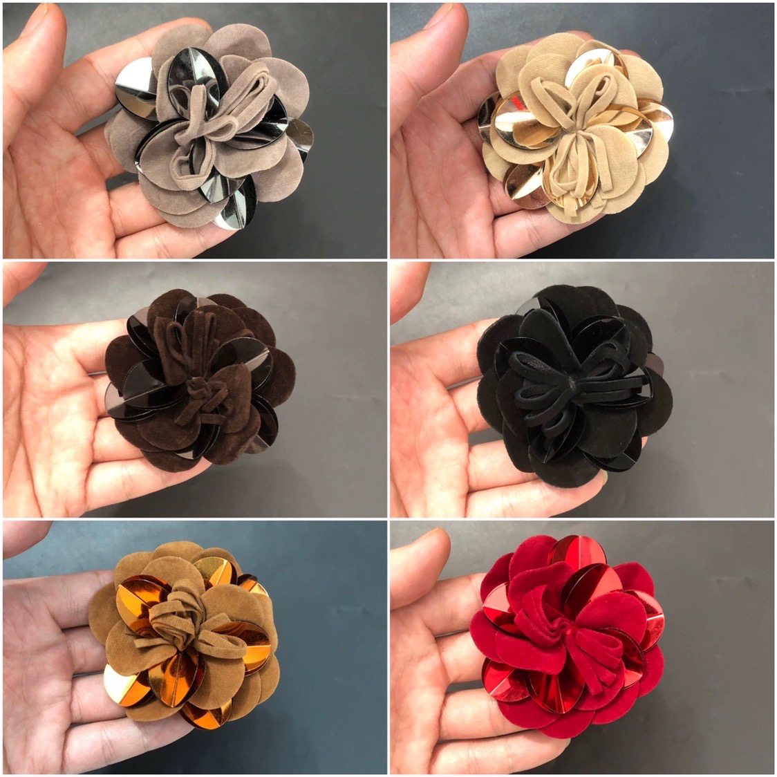 直径6.8cm优质细绒布珠片花胸花头夹花包花挂件高档胸针发夹饰品