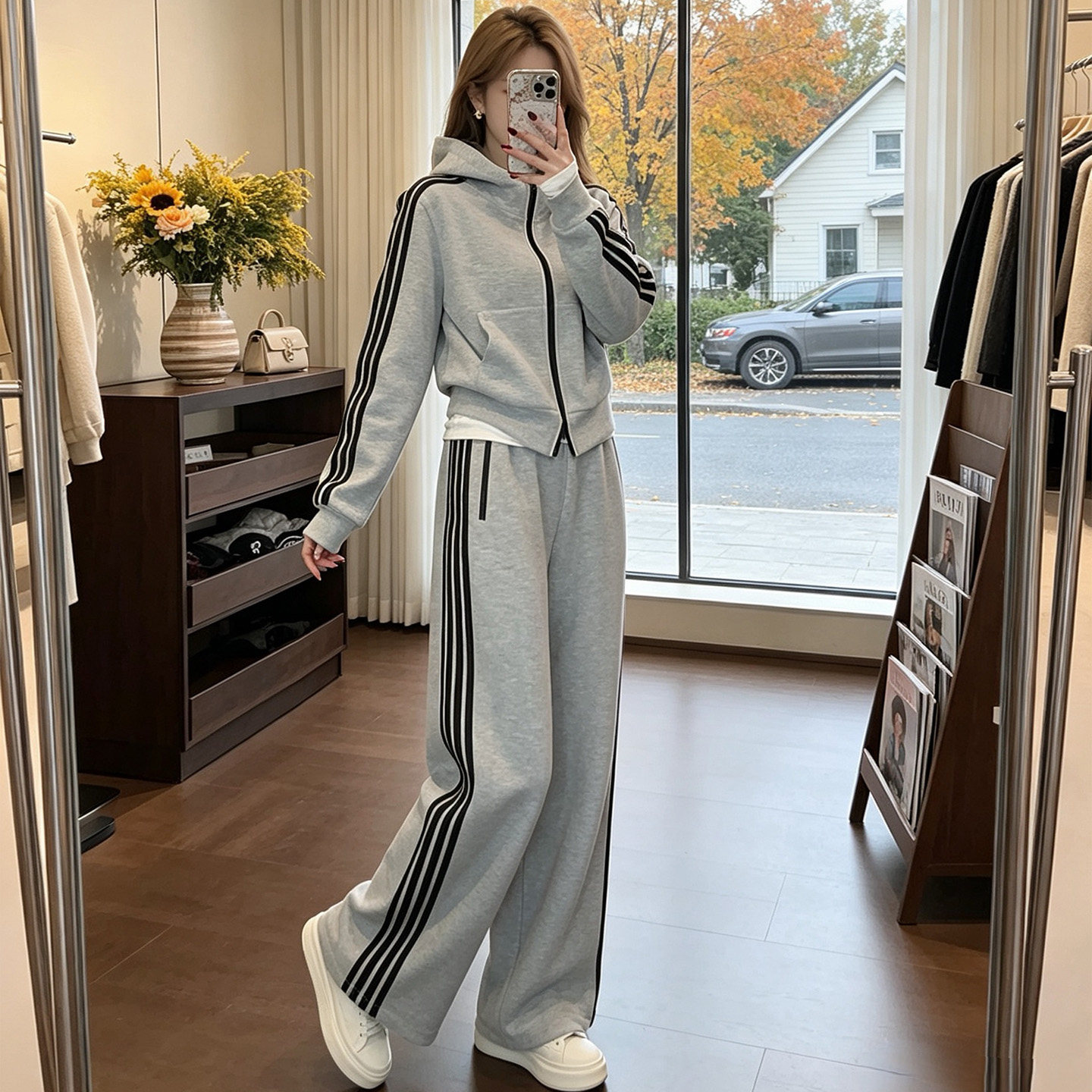 连帽短款卫衣外套外套运动套装女