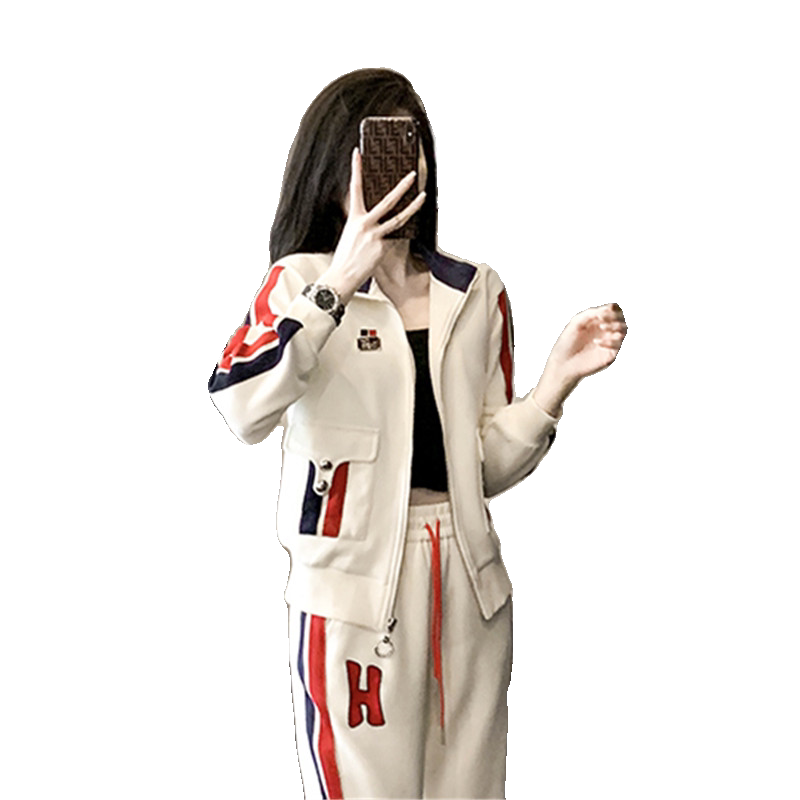 撞色短款拉链外套女休闲长袖开衫