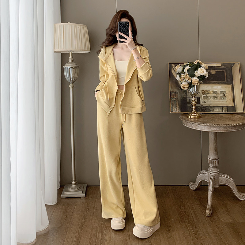 休闲连帽外套卫衣套装女春秋季新款时尚洋气宽松显瘦阔腿裤两件套