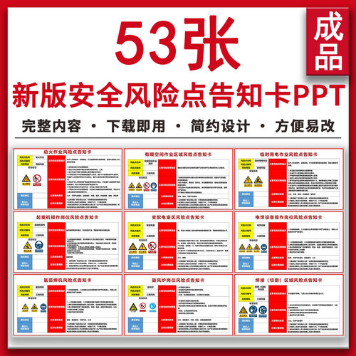 2026高清新版动火作业有限空间生产现场安全风险点告知卡PPT 成品