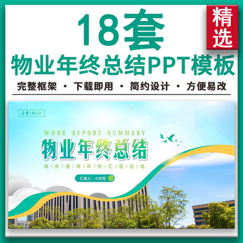 2026商务简约物业管理年终总结通用动态PPT模板年度工作汇报word