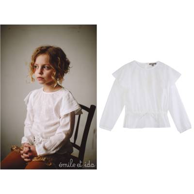 Emile et ida 法国小众 20AW 秋冬儿童花朵刺绣翻领衬衫