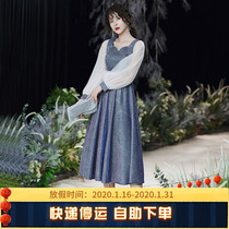 Small evening dress, new party style, Party style, annual meeting dress, bubble sleeve, medium length, usually worn by women