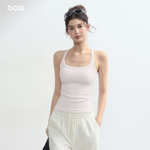 DCW固定杯外穿显瘦健身背心吊带
