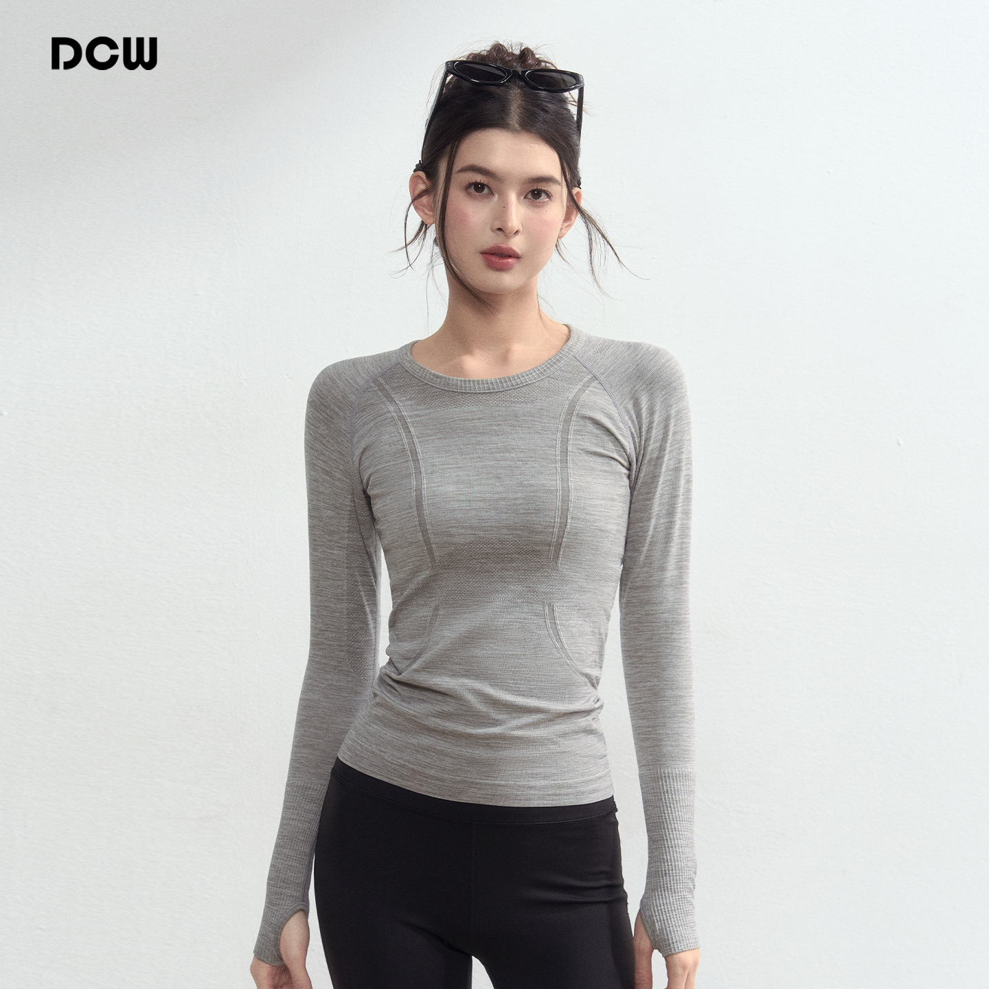 DCW无缝一体普拉提瑜伽服长袖女