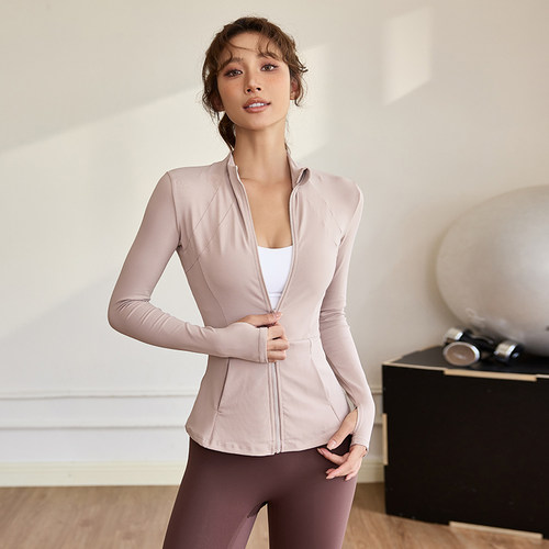 dcw拉链款健身服长袖上衣开衫女