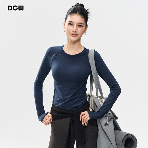 dcw圆领修身显瘦户外骑行长袖女
