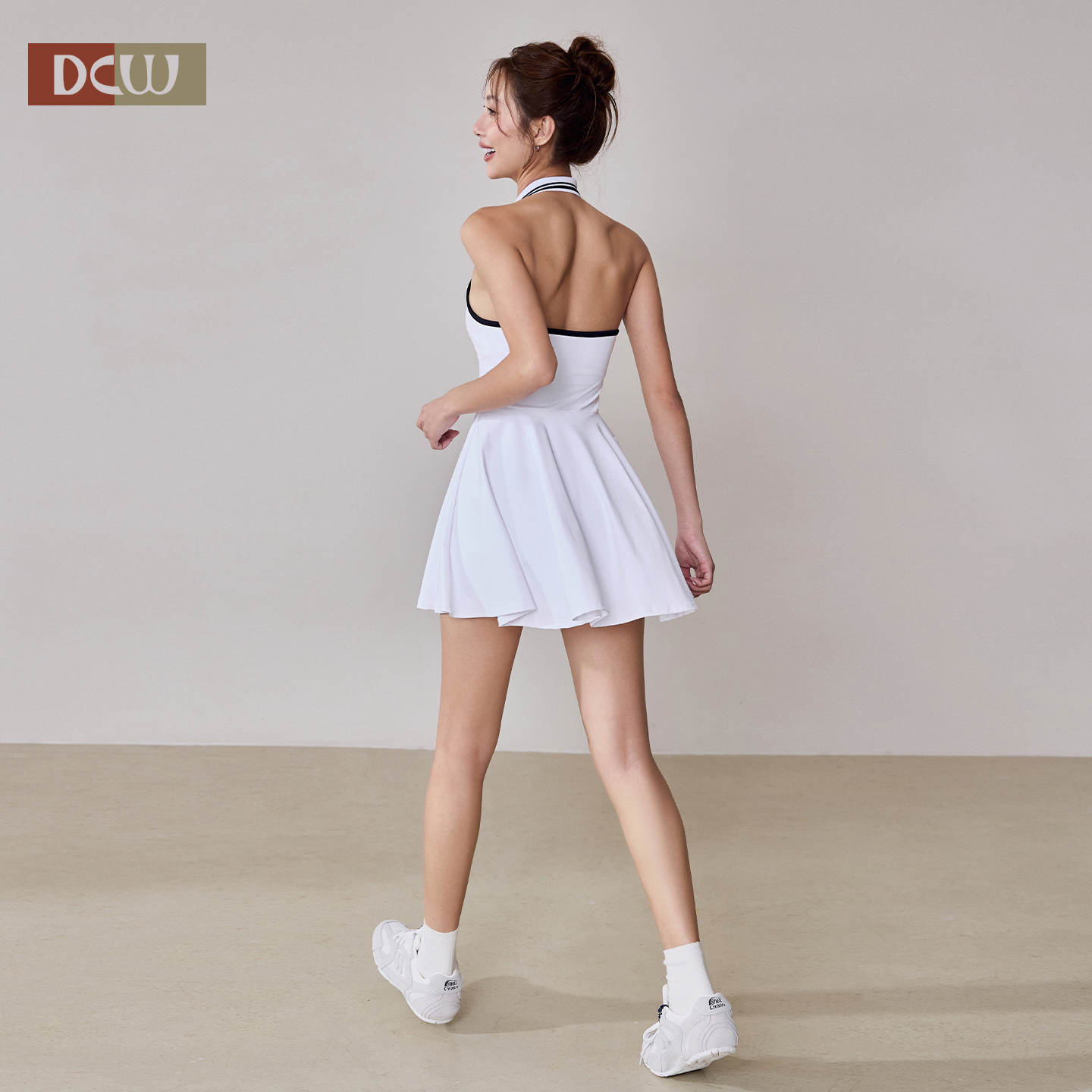 dcw撞色翻领时尚瑜伽运动连体裙