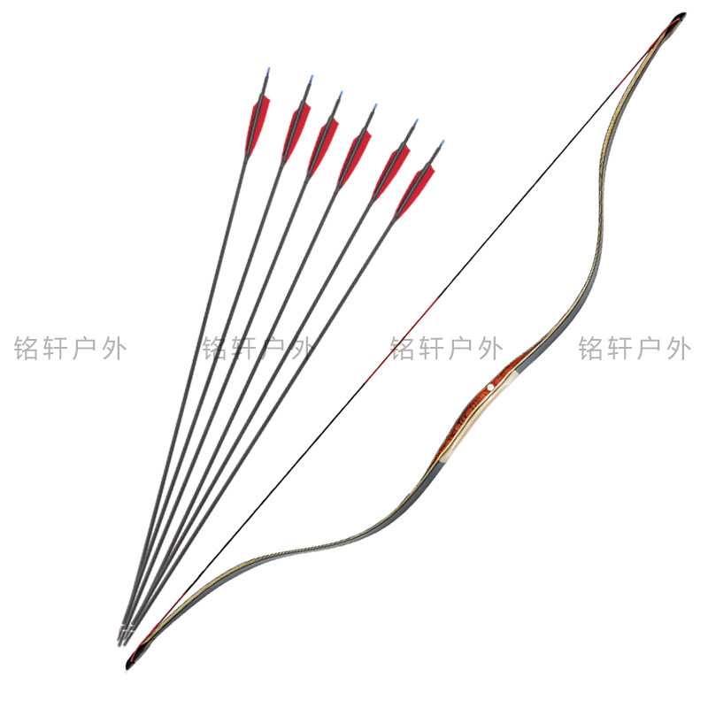反曲传统弓箭射箭古代射击科技木竹片层压汉长梢左右手通用比赛弓