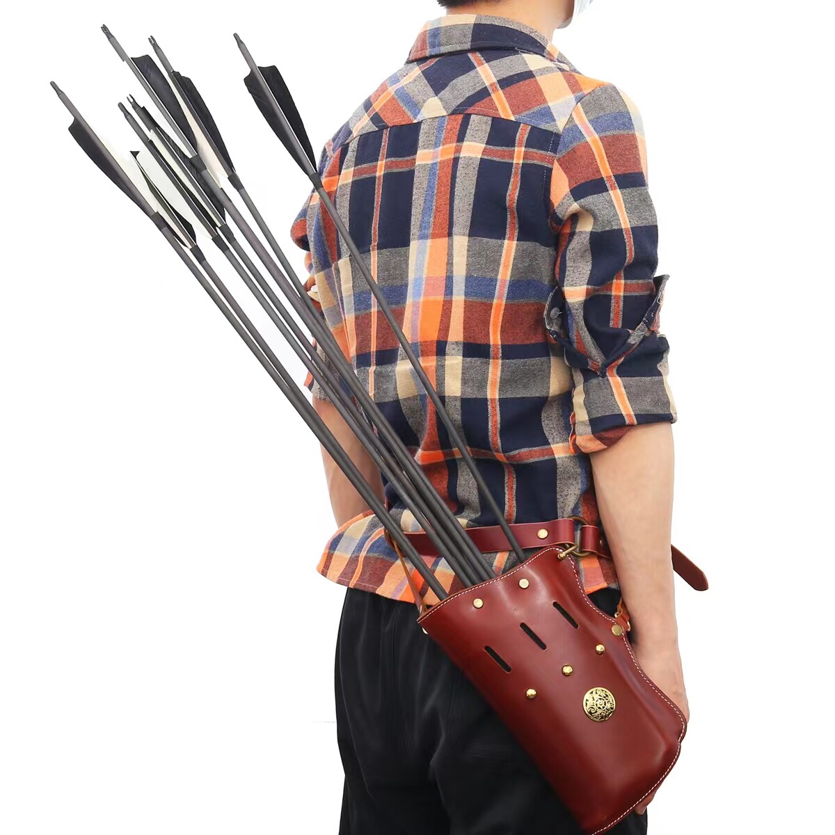 清代骑射皮箭囊12支大容量户外射箭传统弓专用铭轩户外