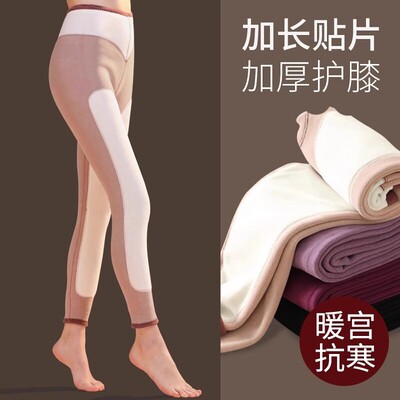德绒保暖秋裤女士内穿加绒加厚高腰护膝打底羊羔绒棉毛裤冬季大码