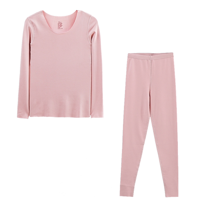 发热德绒保暖内衣女士秋衣秋裤加绒加厚内穿上衣秋冬季打底衫套装