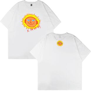 圆领t恤阳光图 纯棉宽松落肩半袖 港风经典 复古90年代太阳计划短袖