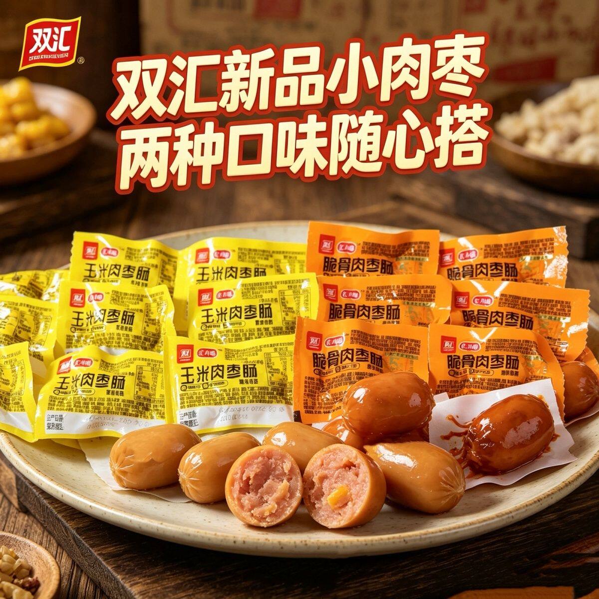 双汇汇小铺脆骨肉枣肠玉米肉枣肠独立包装台式200g即食拇指肠零食