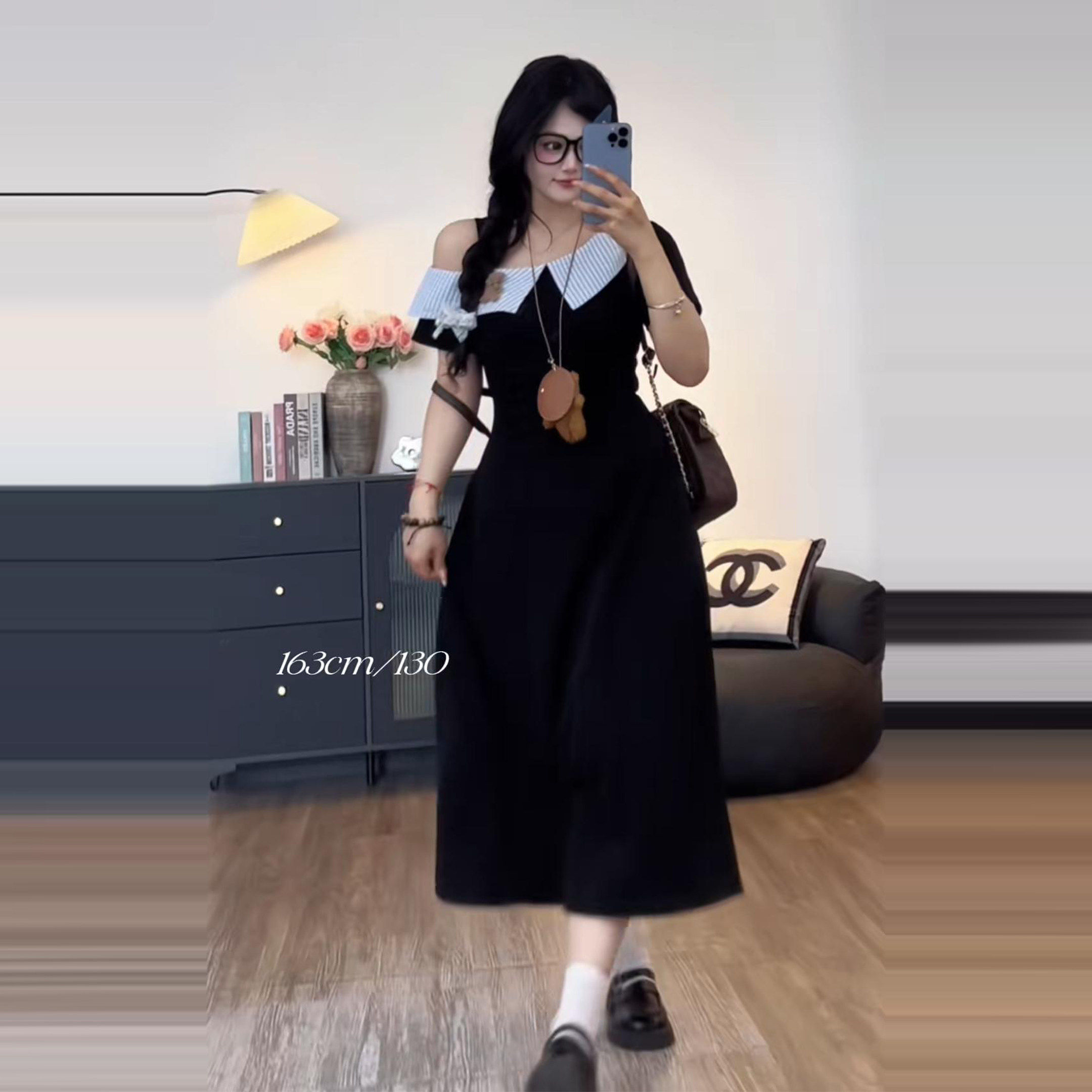 大尺码学院风甜美翻领洋
