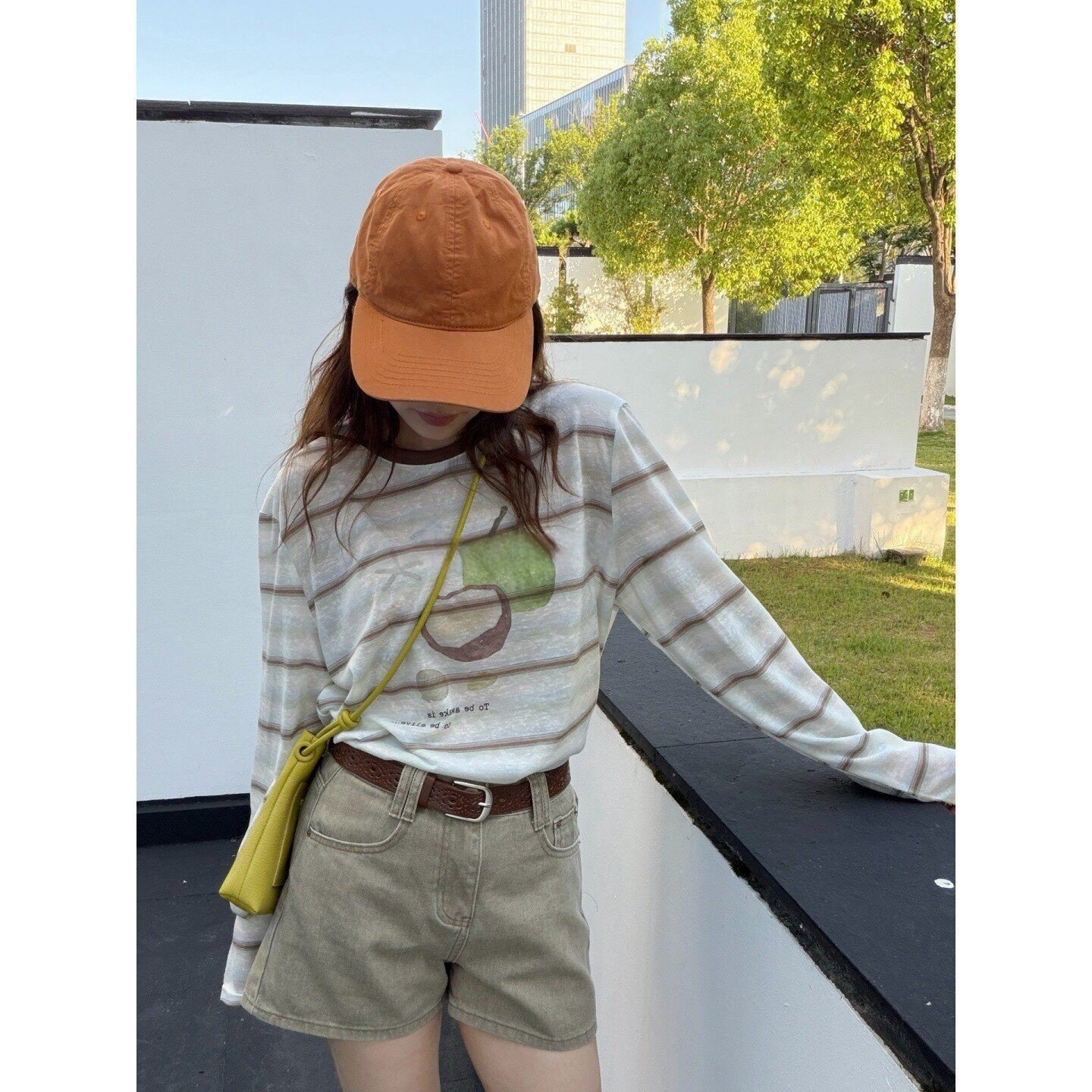 条纹椰子长袖防晒衫女2026夏季新款宽松薄款打底衫上衣套头