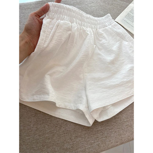 白色冰丝棉麻运动短裤女