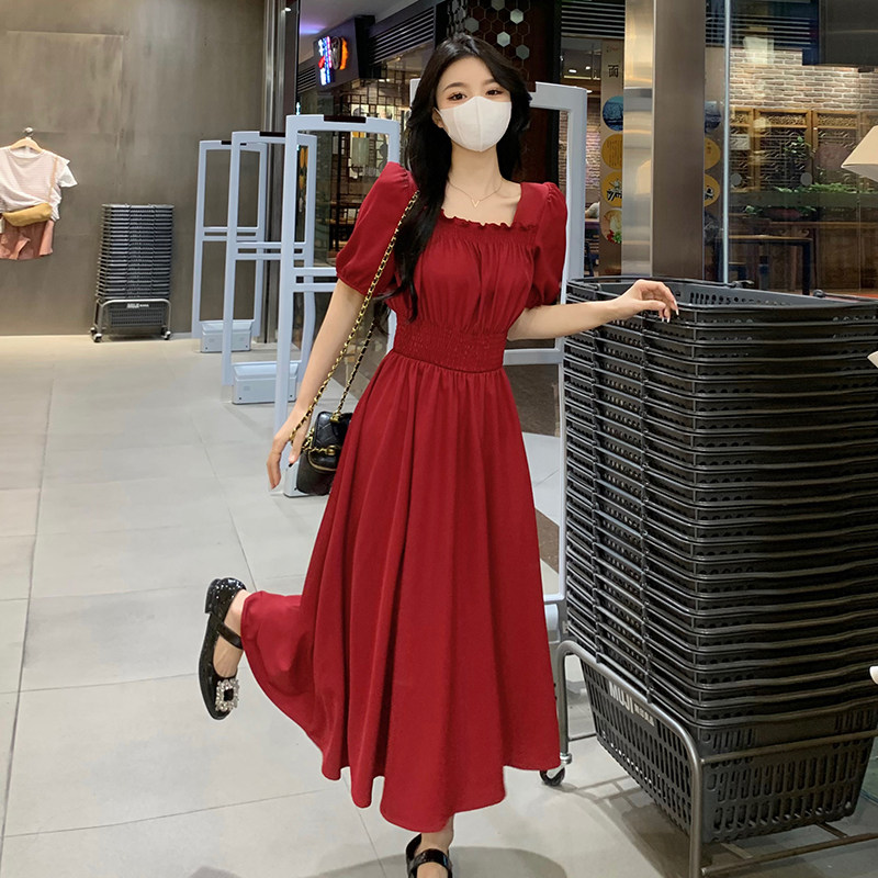 大尺码女装2026夏季新款显瘦气质减龄洋派洋装胖妹妹mm红色长裙子