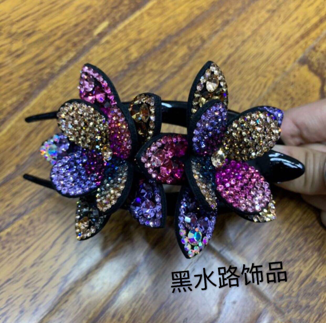 发饰三齿双花夹女进口捷克妈妈