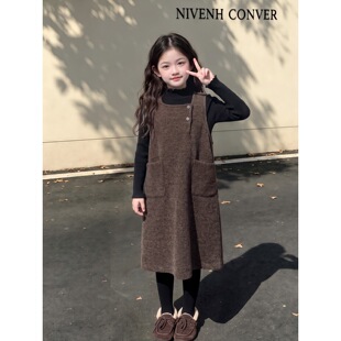 女童秋冬连衣裙加厚毛呢裙子套装小女孩洋气衣服儿童冬天洋气长袖