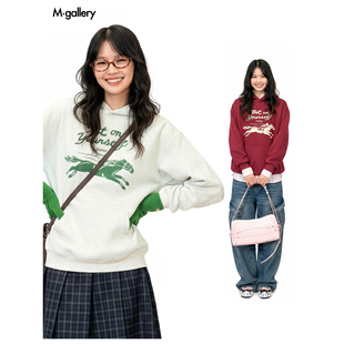 Mgallery赛马学院老钱风宽松男女重磅帽衫连帽卫衣2025AWWY0024