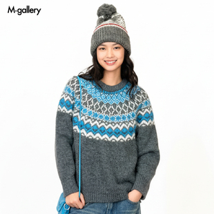 Mgallery 费尔岛毛衣羊毛混纺重磅氛围秋冬圆领针织2025AWMY0006