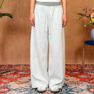 Mgallery双腰头撞色垂感直筒宽松显瘦显高休闲长裤卫裤25AWK0011