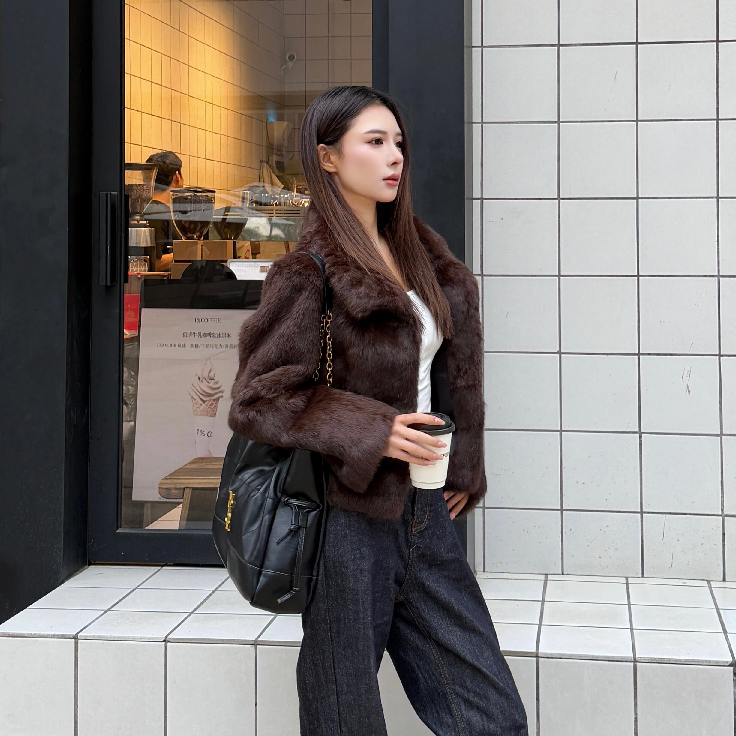 "复古美学"整皮兔毛外套女短款显瘦2026冬新款高级感皮草老钱风