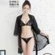 薄款 内衣套装 睡袍 透明诱惑开襟情调浴袍开裆三点式 性感睡衣女夏季