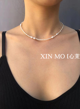 巴洛克米珠锁骨项链 气质通勤时尚个性叠戴穿搭包邮美国14k纯银