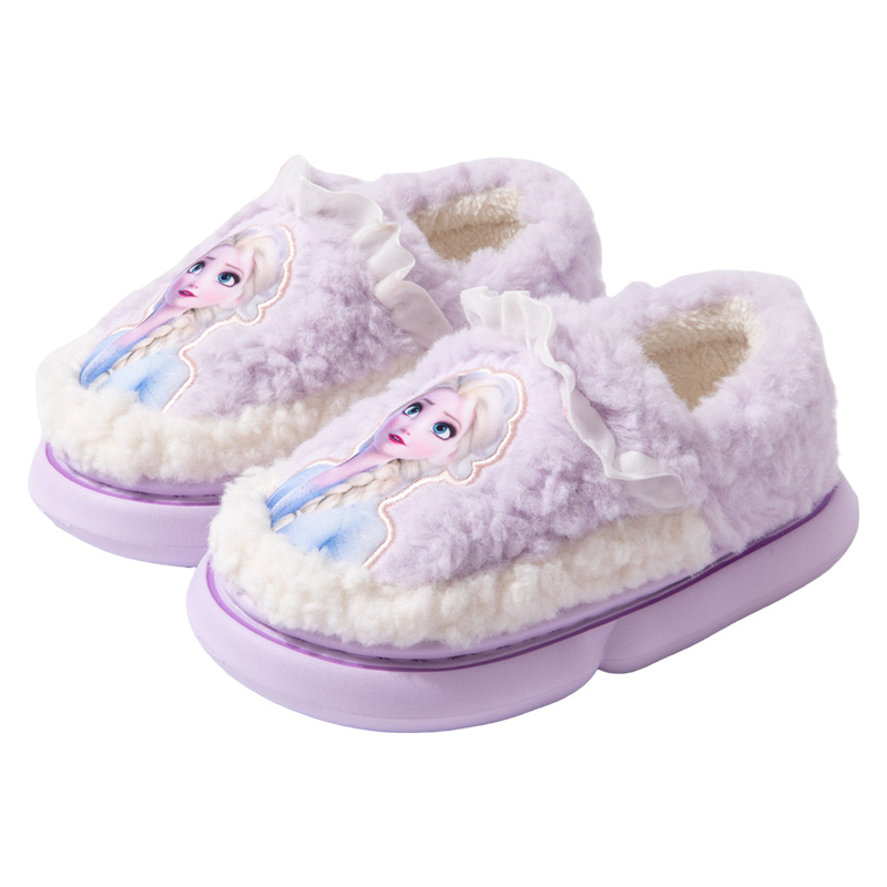 艾莎公主儿童棉鞋女童冬天室内包跟保暖加厚防滑中大童毛绒棉拖鞋