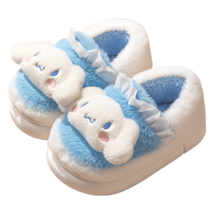 三丽鸥儿童包跟棉拖鞋冬女童室内防滑公主亲子宝宝可爱玉桂狗棉鞋