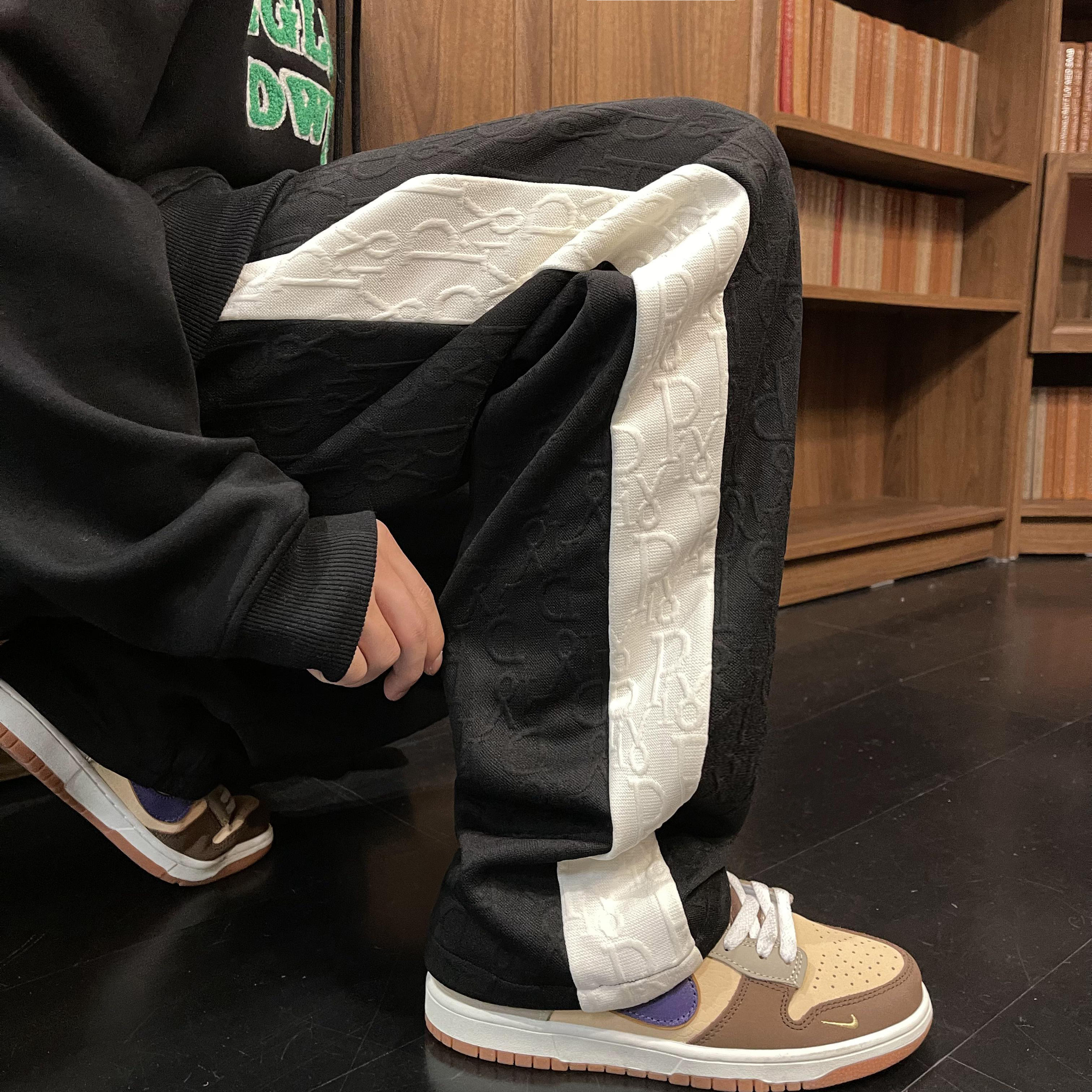 2025秋季新款！宽松直筒拼接个性休闲裤805-KZ108-P60控78，男装休闲裤，星座809B（原星座805）