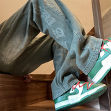 秋季新款！宽松直筒牛仔裤高街刺绣长裤805-KZ82-P55控68，男装牛仔裤，星座809B（原星座805）