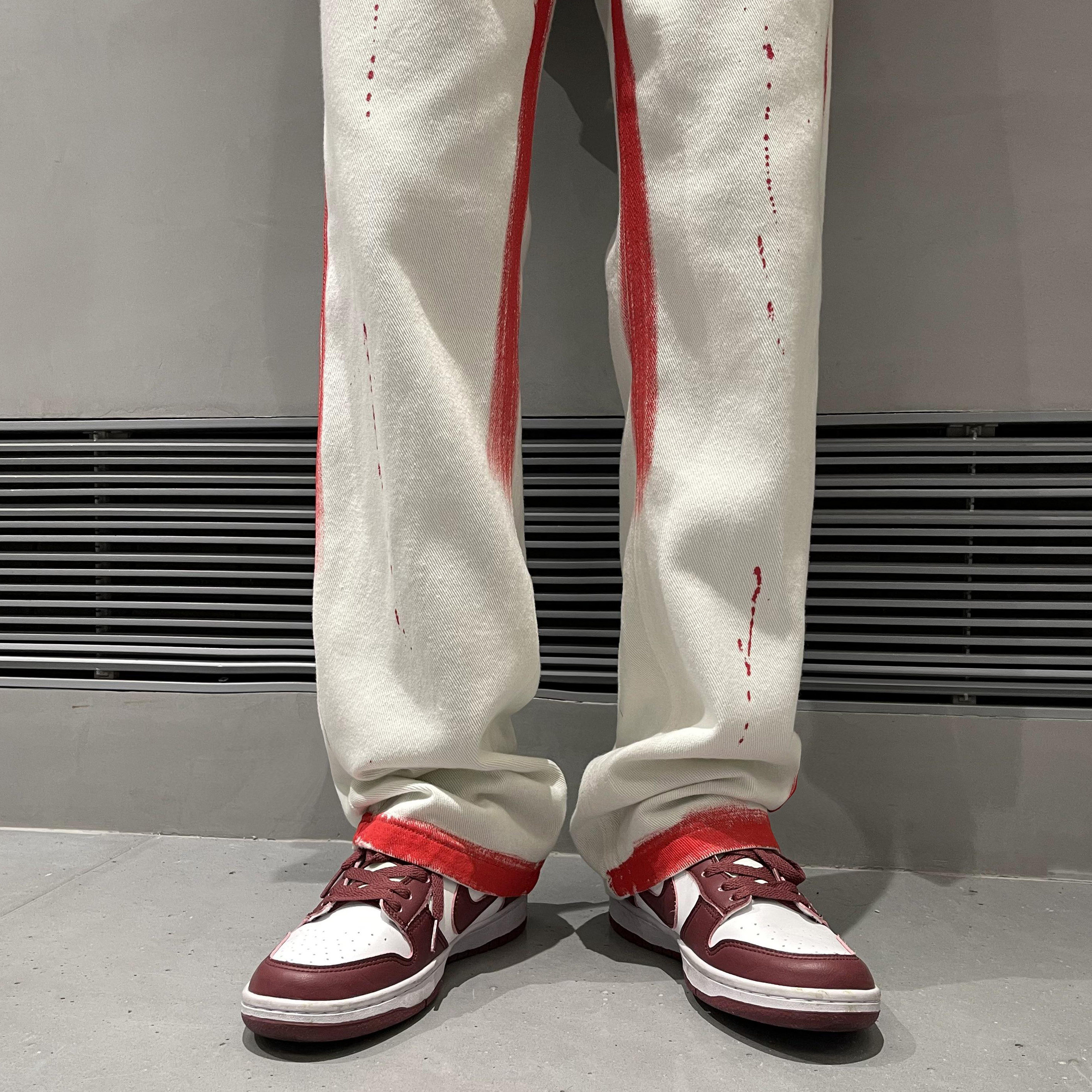 2025春季新款喷漆泼墨宽松直筒牛仔裤805-D19-P55控68,男装牛仔裤,星座809B（原星座805）