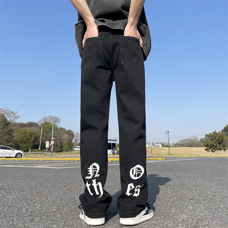2025春季新款！宽松直筒印花牛仔裤809B-D32-P55控68,男装牛仔裤,星座809B（原星座805）