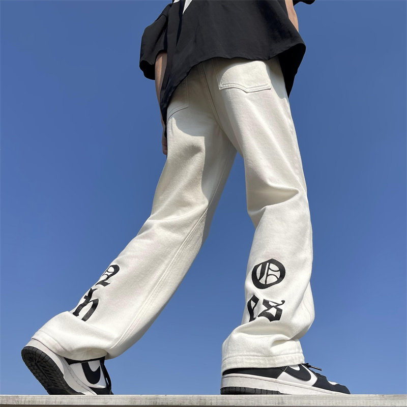 2025春季新款！宽松直筒印花牛仔裤809B-D32-P55控68,男装牛仔裤,星座809B（原星座805）