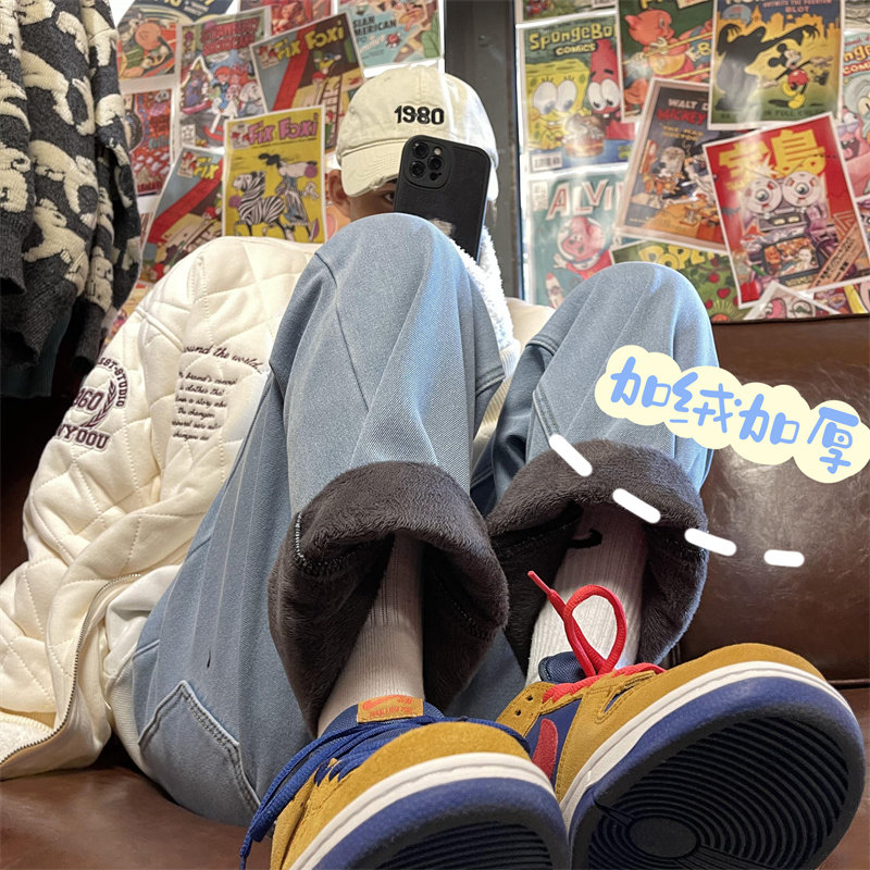 2025冬季加绒 加绒加厚宽松直筒百搭牛仔裤805-KZ113-P60-控78图片